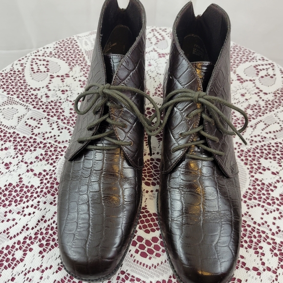 Brown Leather Alligator Booties - Picture 1 of 10